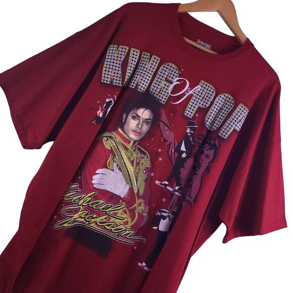 Men's Michael Jackson King of Pop Graphic T-Shirt Size 2XL Spalding Red - Picture 1 of 13
